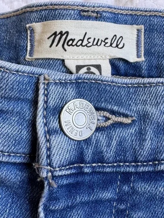 Madewell Mid Rise Kick Out Jeans Stretch Crop Raw Hem Medium Wash Women's 28 - Picture 6 of 12